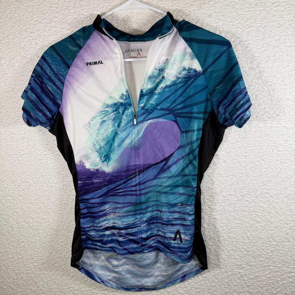 Primal womens cycling/running top black/white/purple/blue size med